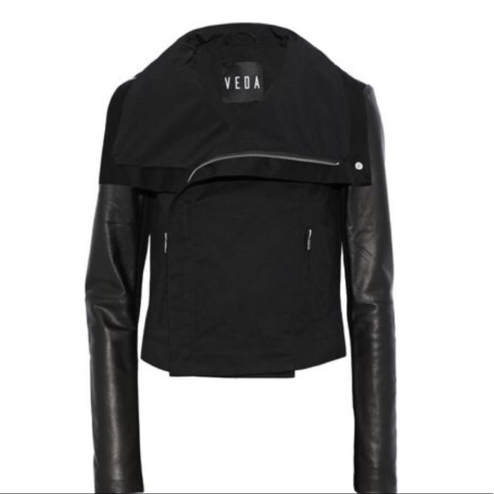 Veda cotton twill leather jacket XS